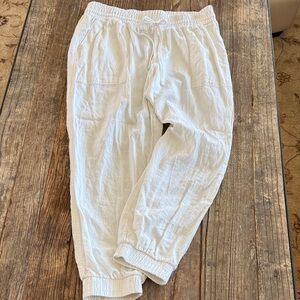 a new day White Drawstring Linen-Blend Jogger Pants